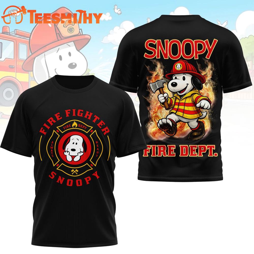 Snoopy Fire Dept Black T Shirt