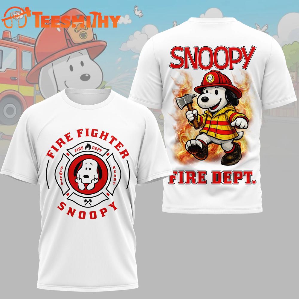 Snoopy Fire Dept White T Shirt
