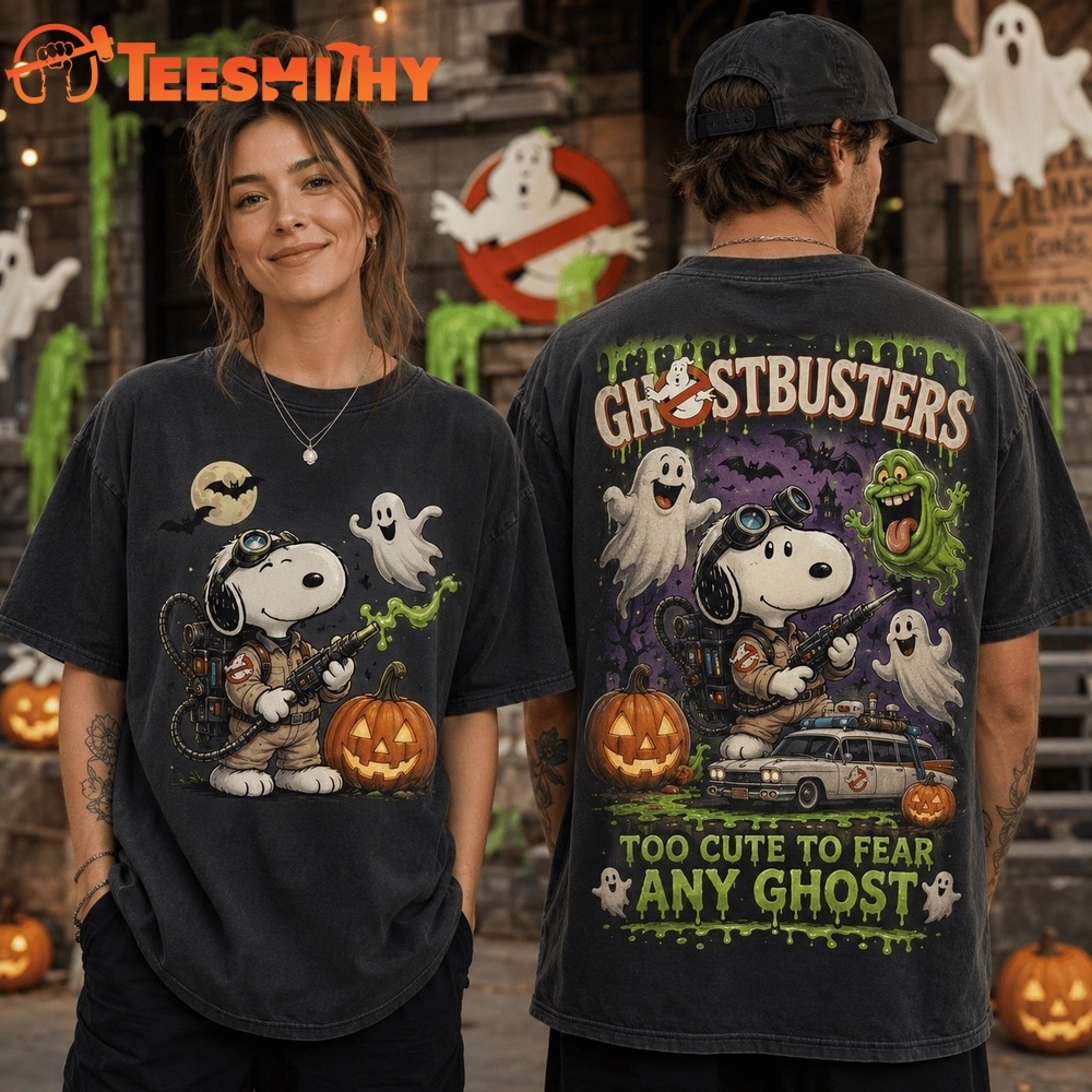 Snoopy Ghostbusters Too Cute To Fear Any Ghost Halloween 3D Shirt