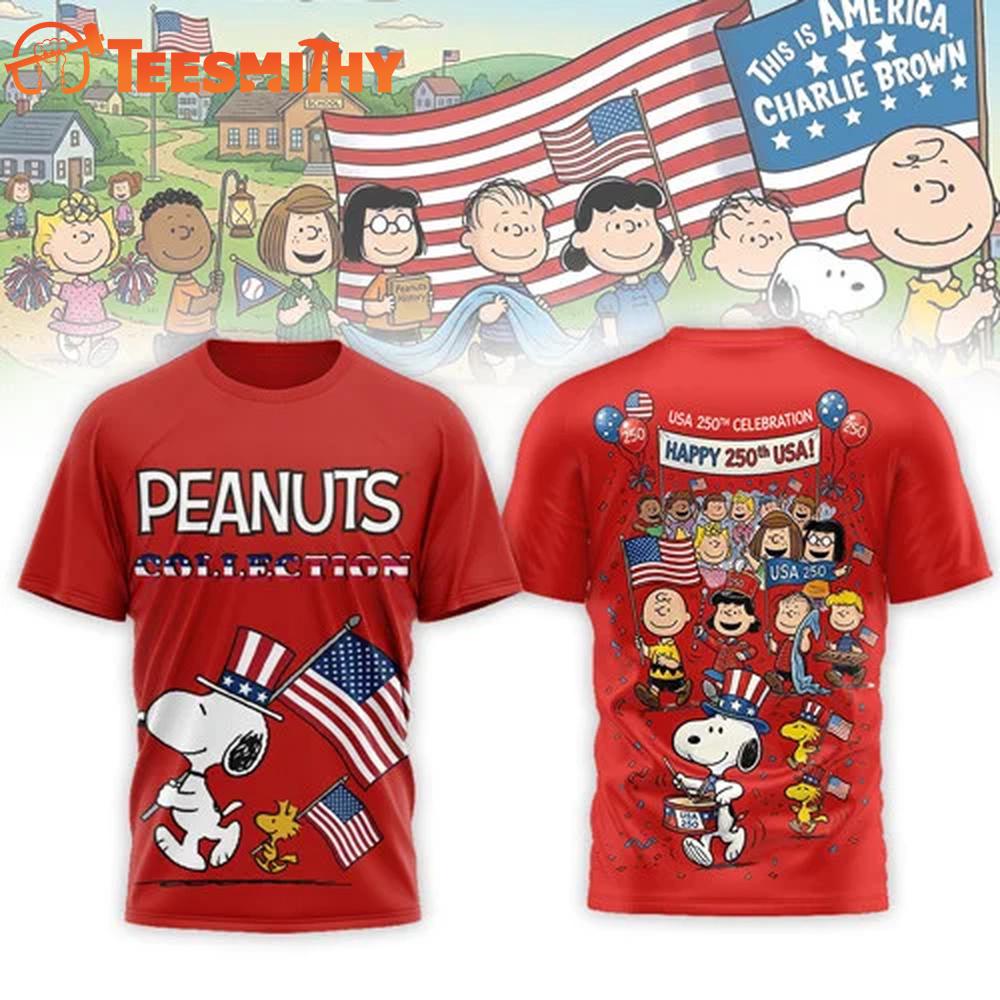 Snoopy Peanuts USA 250th Anniversary Red T Shirt
