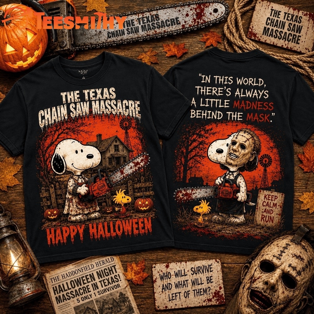 Snoopy Texas Chainsaw Halloween Madness Behind the Mask 3D Shirt
