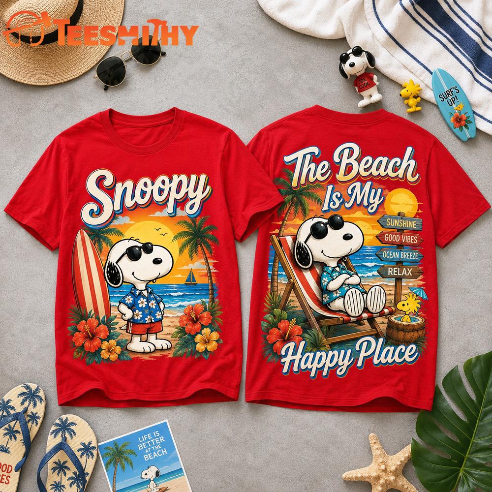 Snoopy The Beach Is My Happy Place 3D Shirt