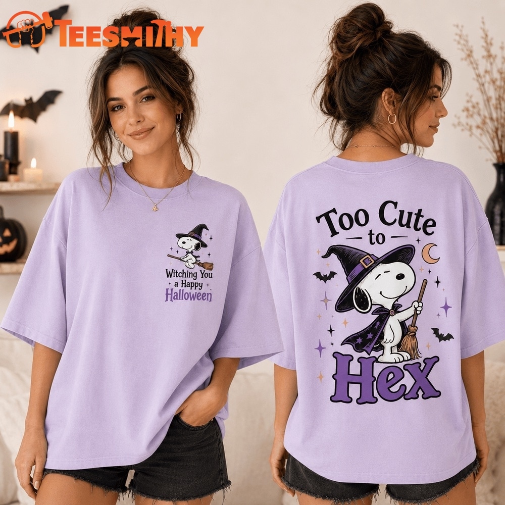 Snoopy Witch Too Cute to Hex Halloween 3D Shirt