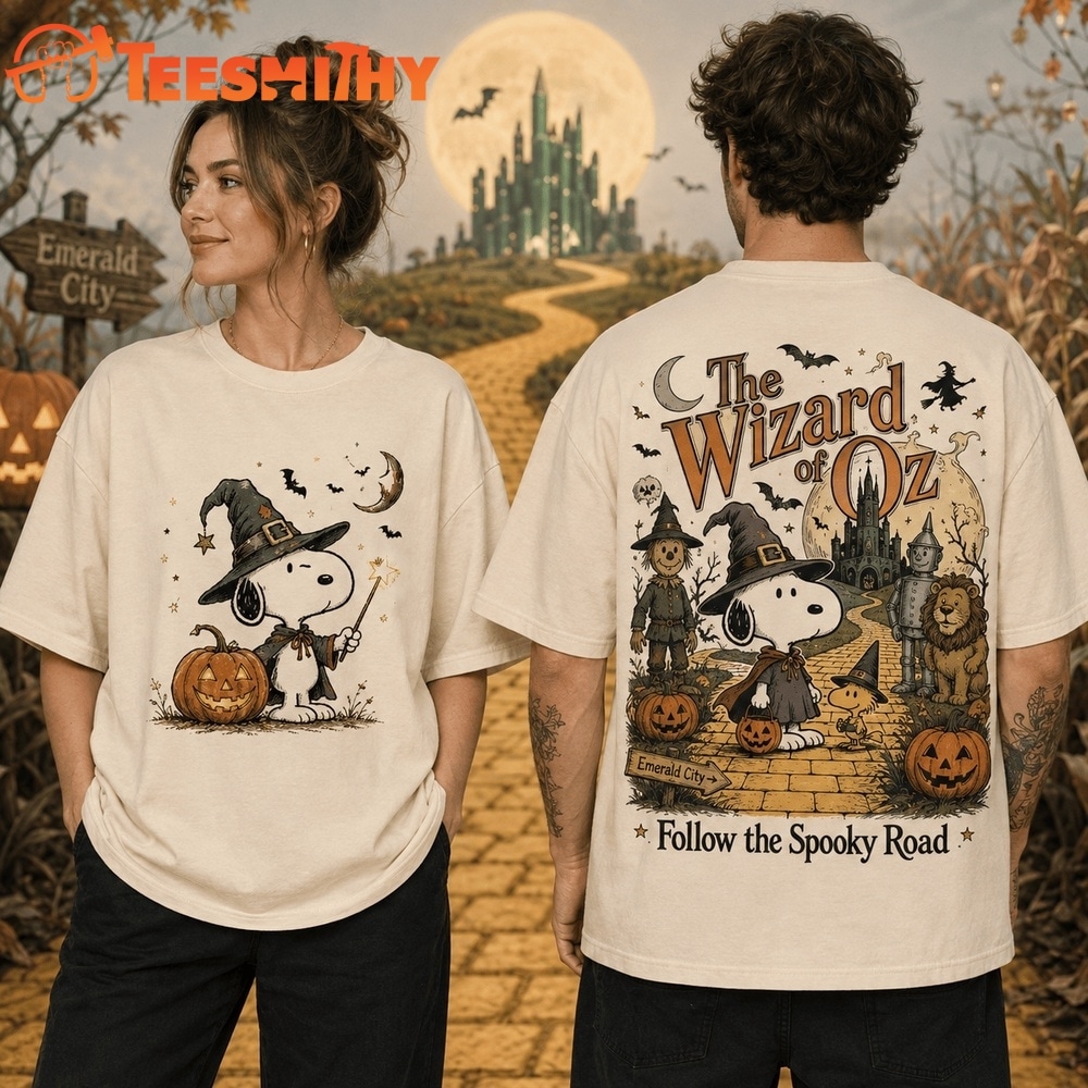 Snoopy Wizard of Oz Follow The Spooky Road Halloween 3D Shirt