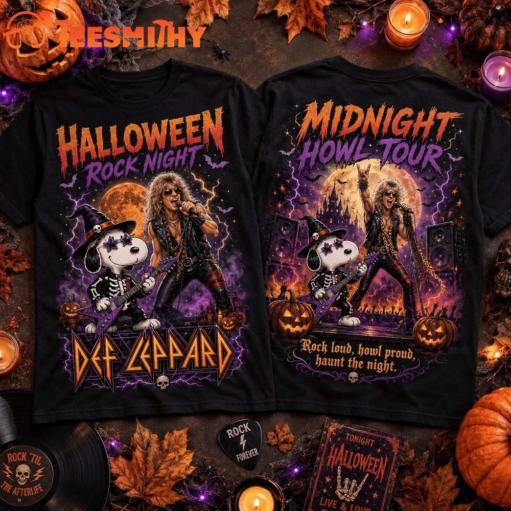 Snoopy x Def Leppard Halloween Midnight Howl Tour 3D Shirt