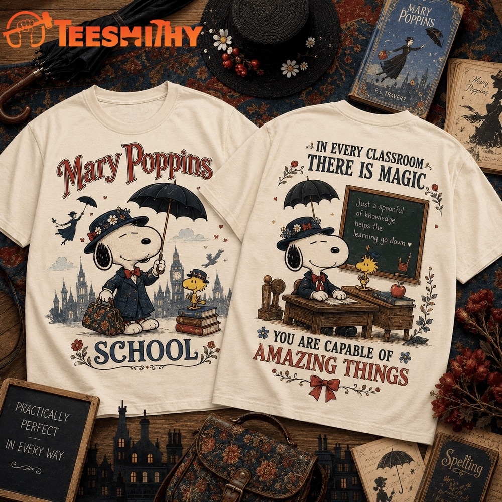 Snoopy x Mary Poppins Practically Perfect Teacher 3D Shirt