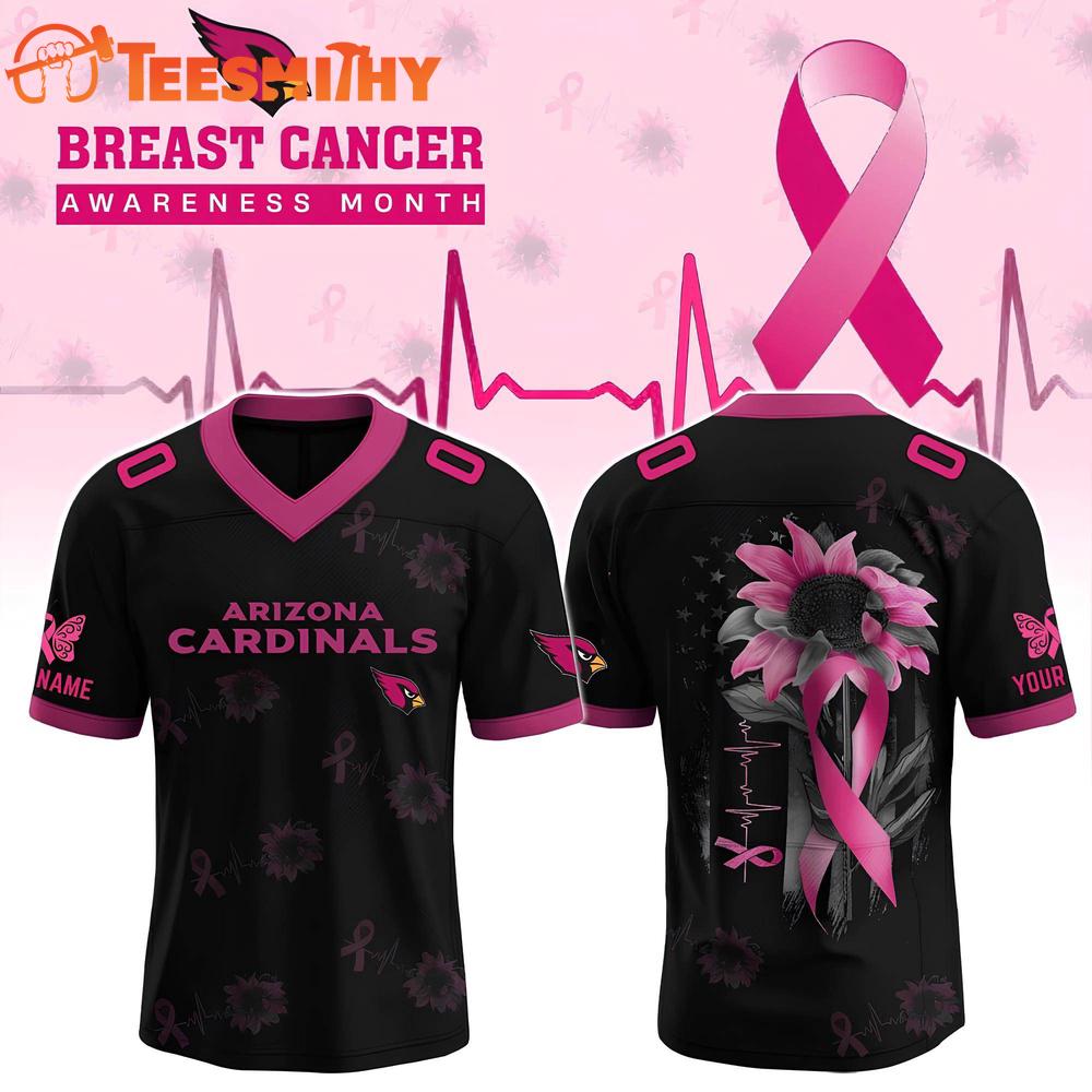 Special Edition 2025 Arizona Cardinals x Breast Cancer Awareness Month Black Custom Football Jersey