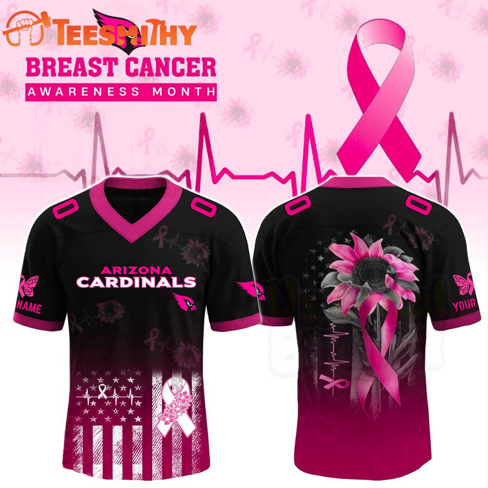 Special Edition 2025 Arizona Cardinals x Breast Cancer Awareness Month Black Flag Custom Football Jersey