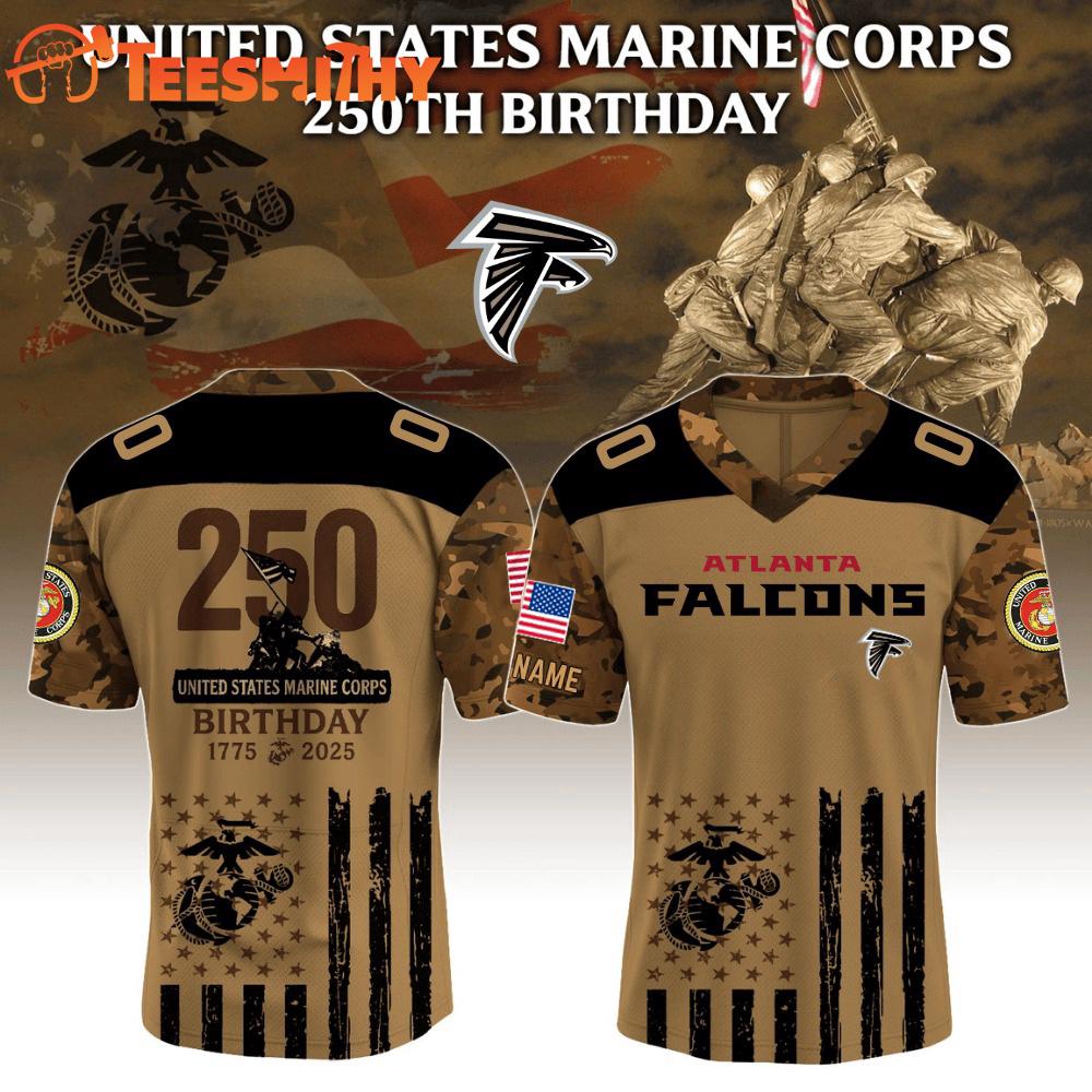 Special Edition 2025 Atlanta Falcons x U.S.M.C 250th Birthday Custom Football Jersey