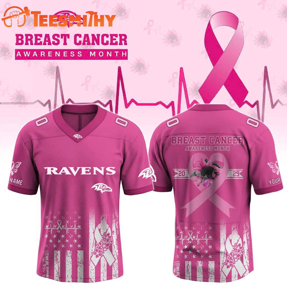 Special Edition 2025 Baltimore Ravens x Breast Cancer Awareness Month Custom Football Jersey