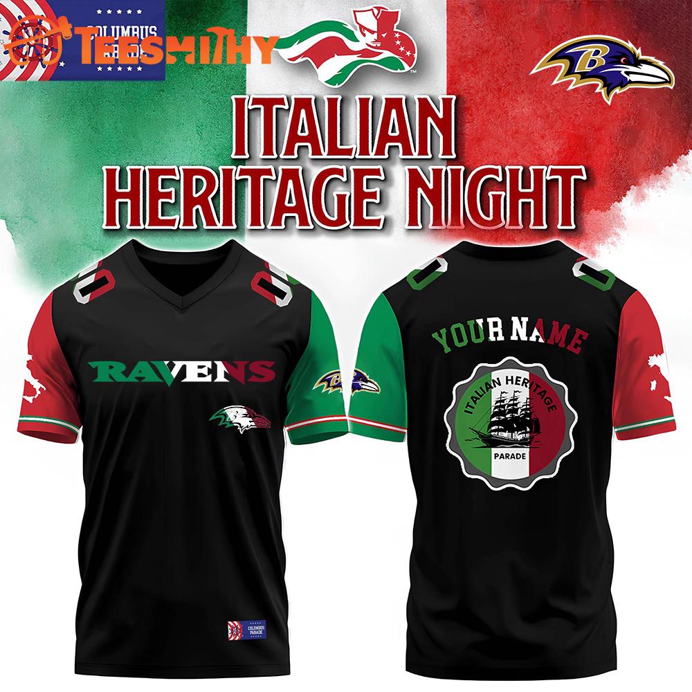 Special Edition 2025 Baltimore Ravens x Italian Heritage Night Columbus Parade Customize Football Jersey