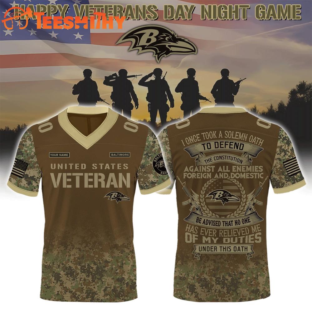 Special Edition 2025 Baltimore Ravens x Salute To Veterans Custom Football Jersey