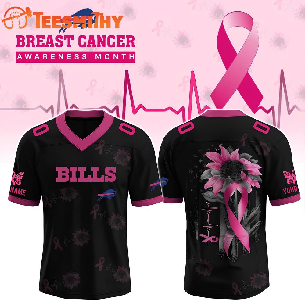 Special Edition 2025 Buffalo Bills x Breast Cancer Awareness Month Black Custom Football Jerey