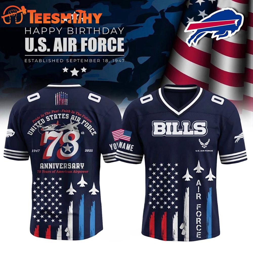 Special Edition 2025 Buffalo Bills x U.S. Air Force 78th Birthday Custom Football Jerey
