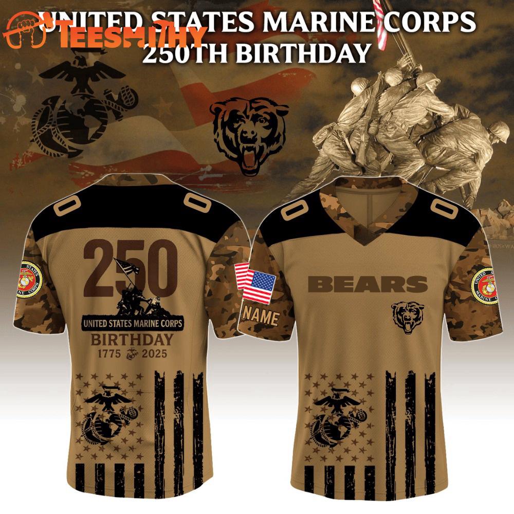 Special Edition 2025 Chicago Bears x USMC 250th Birthday Custom Football Jersey