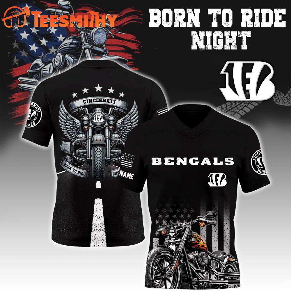Special Edition 2025 Cincinnati Bengals x Born To Ride Night Custom Football Jersey