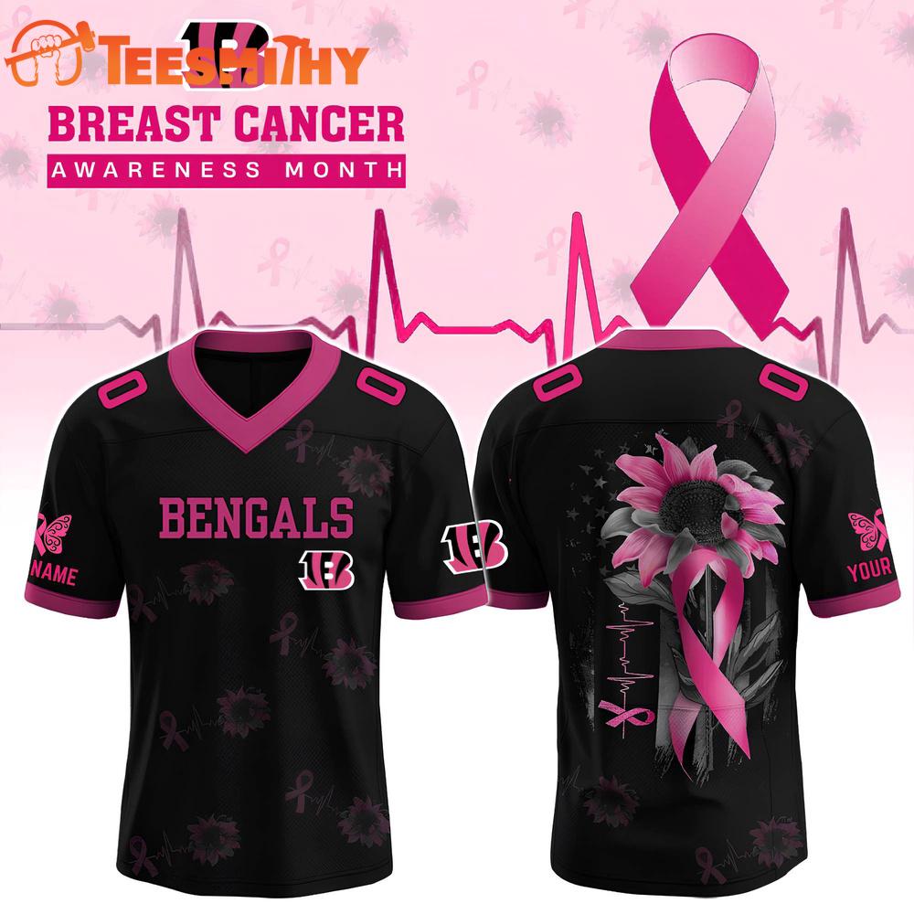 Special Edition 2025 Cincinnati Bengals x Breast Cancer Awareness Month Black Custom Football Jersey