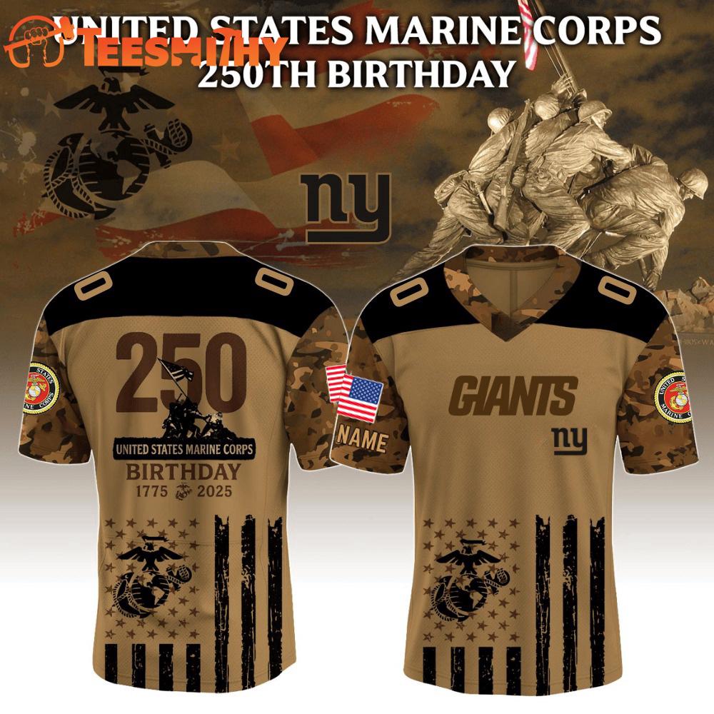 Special Edition 2025 New York Giants x USMC 250th Anniversary Custom Football Jersey