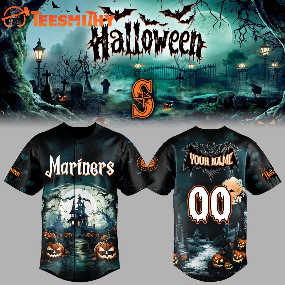 Special Edition 2025 Seattle Mariners x Halloween Spooky Custom Baseball Jersey