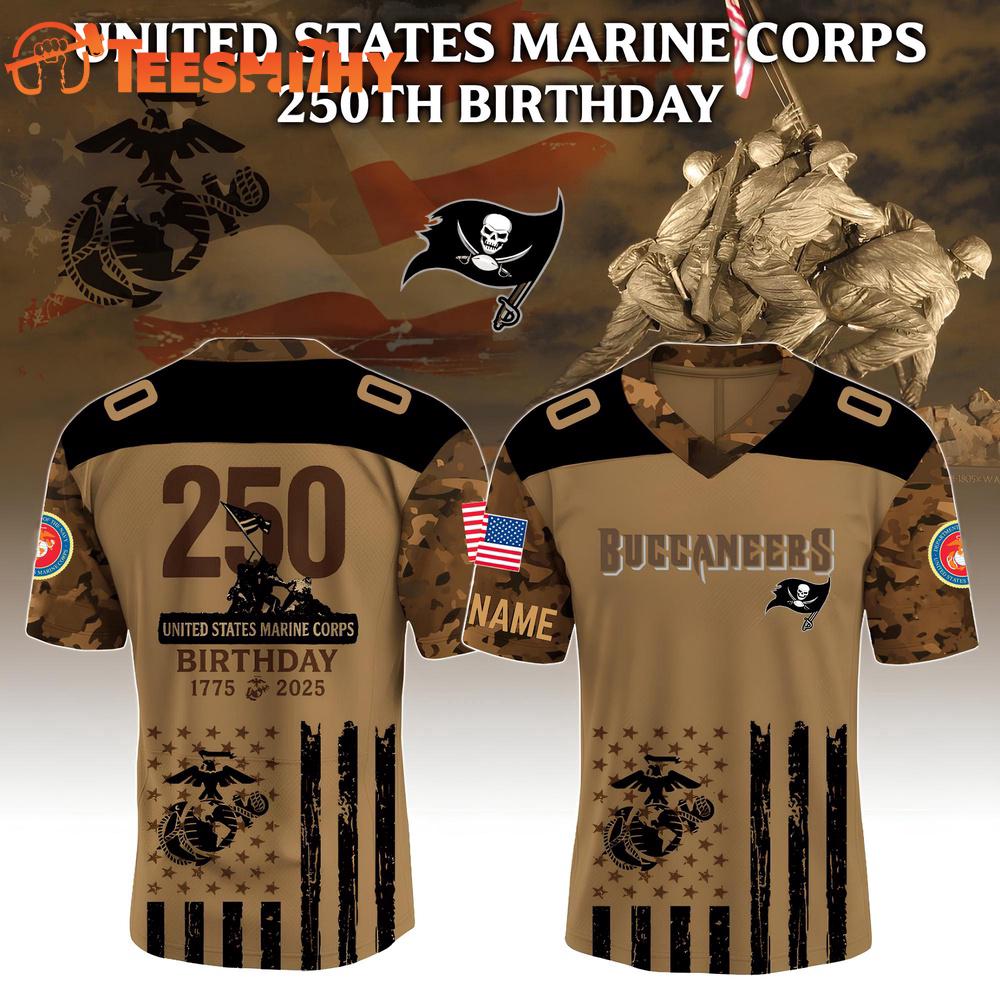 Special Edition 2025 Tampa Bay Buccaneers USMC 250th Birthday Custom Football Jersey