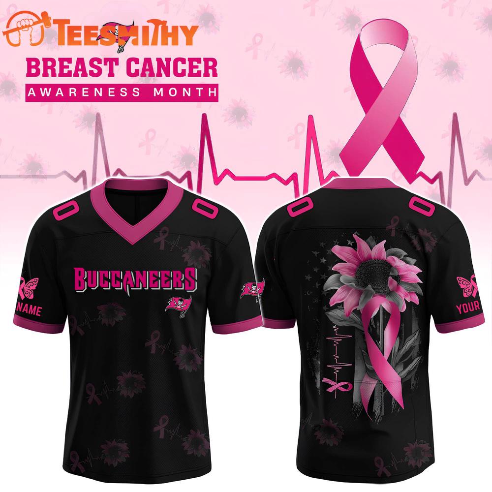 Special Edition 2025 Tampa Bay Buccaneers x Breast Cancer Awareness Month Black Custom Football Jersey