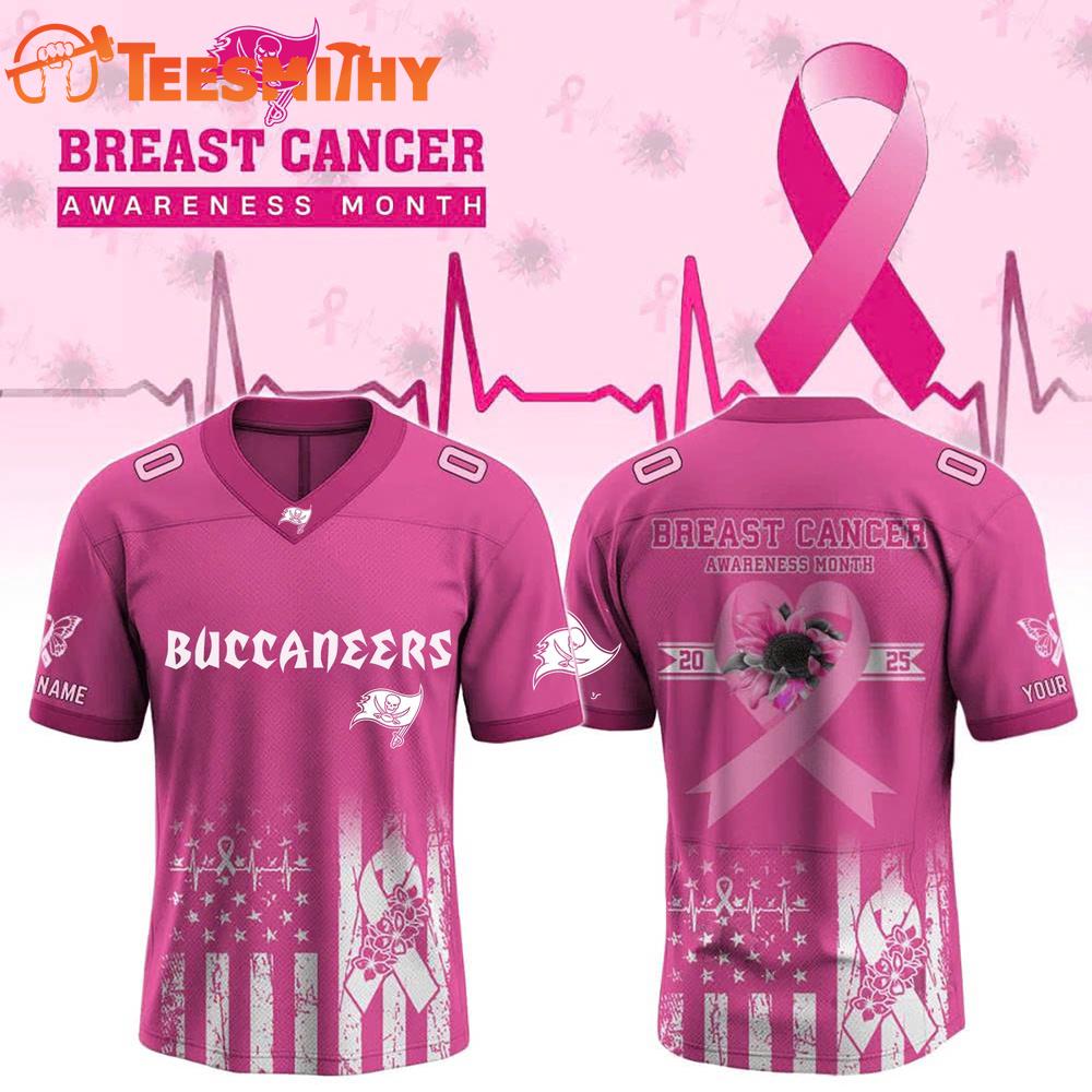Special Edition 2025 Tampa Bay Buccaneers x Breast Cancer Awareness Month Custom Football Jersey