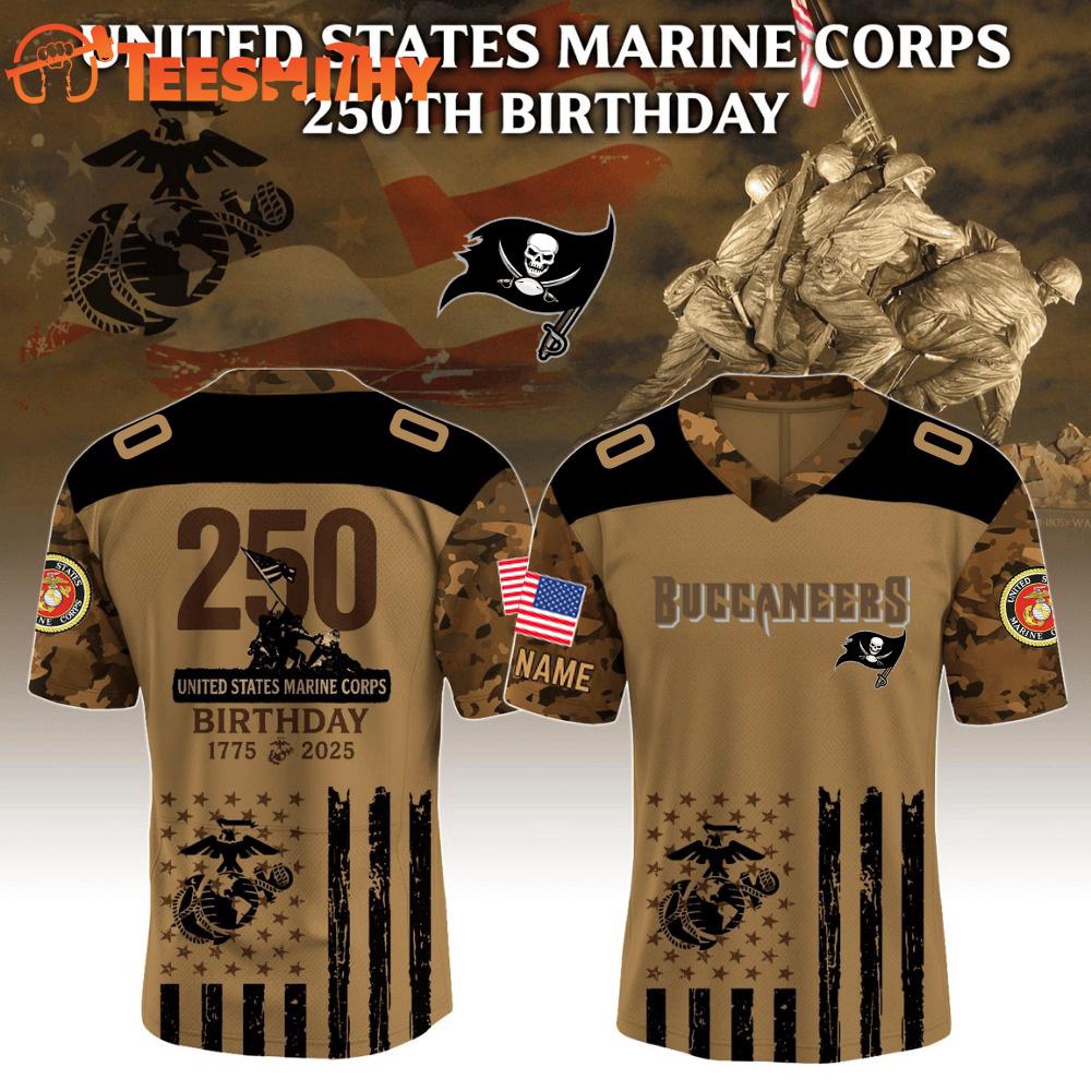 Special Edition 2025 Tampa Bay Buccaneers x USMC 250th Anniversary Custom Football Jersey