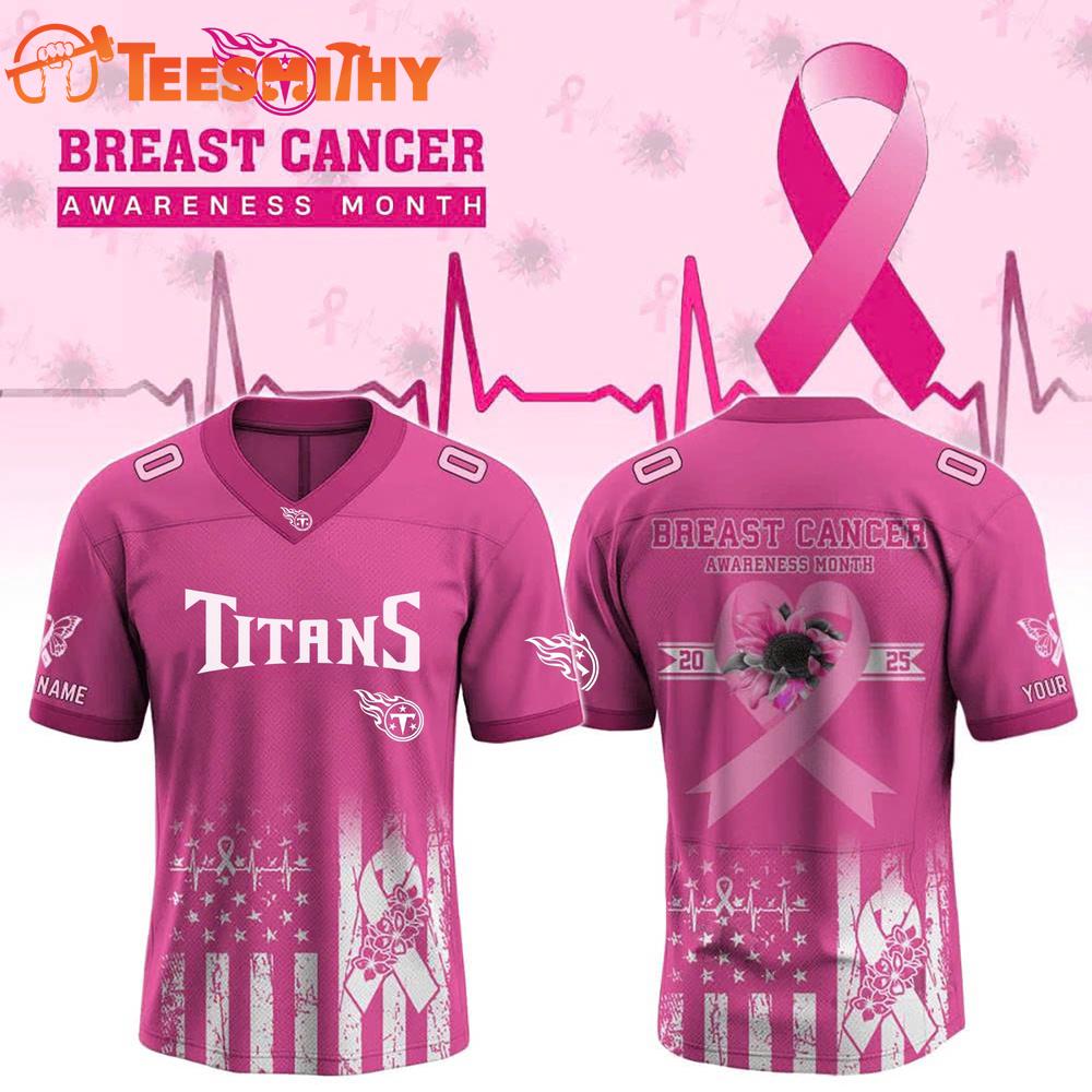 Special Edition 2025 Tennessee Titans x Breast Cancer Awareness Month Custom Football Jersey