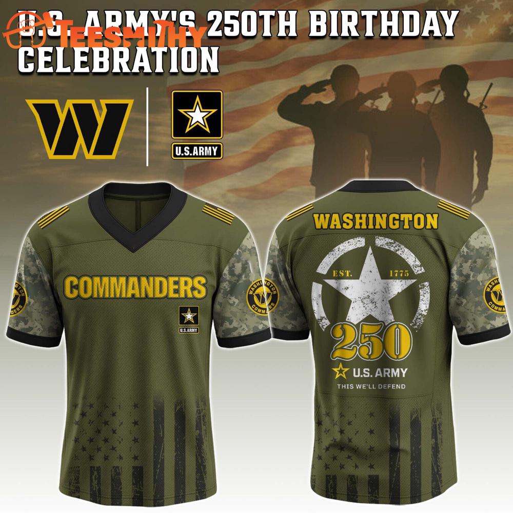 Special Edition 2025 Washington Commanders x U.S. ARMY'S 250TH Birthday Custom Football Jersey