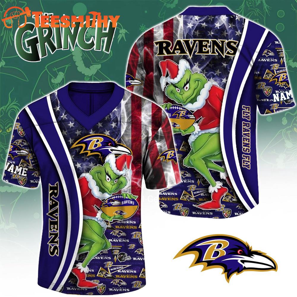 Special Edition Baltimore Ravens x The Grinch Christmas Custom Football Jersey
