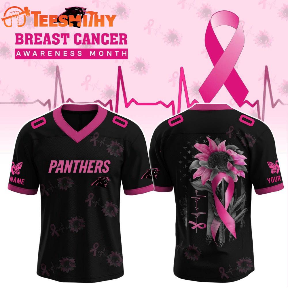 Special Edition CAROLINA PANTHERS x Breast Cancer Awareness Month Black Custom Football Jersey