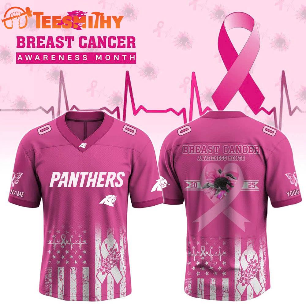 Special Edition CAROLINA PANTHERS x Breast Cancer Awareness Month Custom Football Jersey