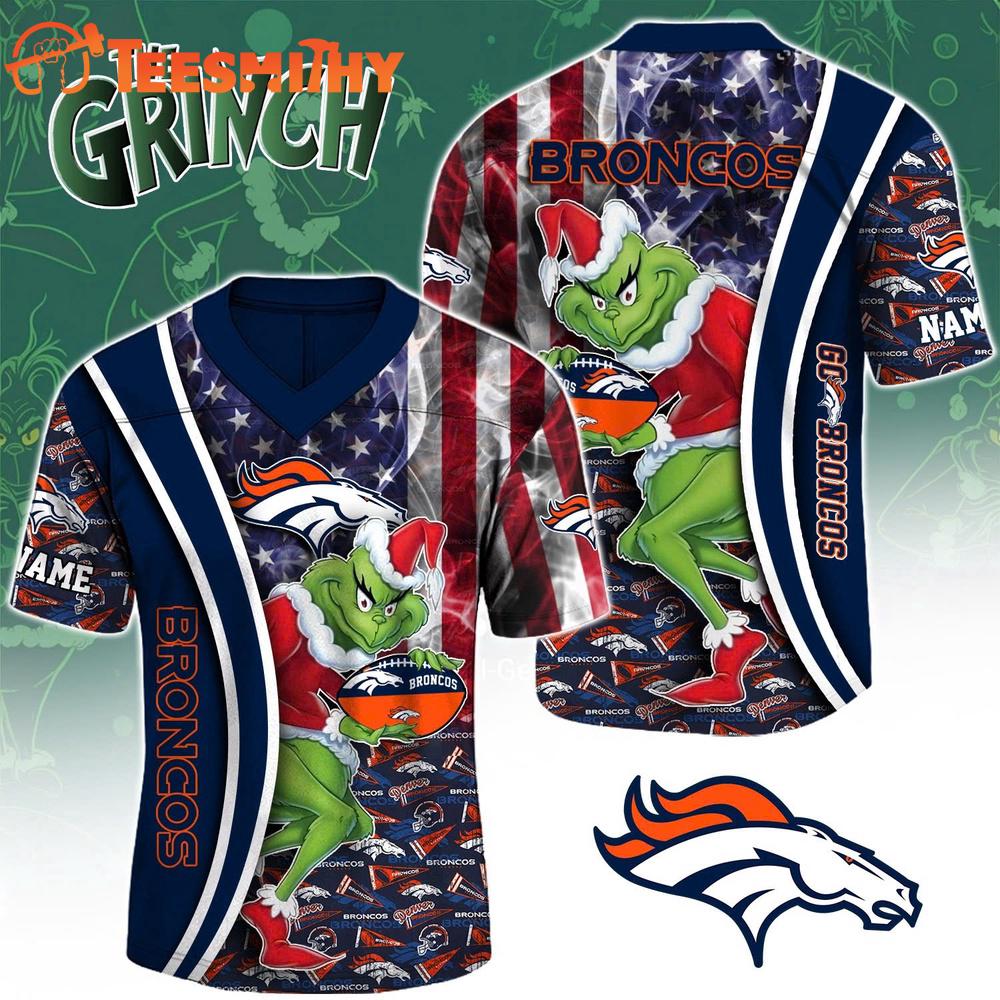 Special Edition Denver Broncos x The Grinch Christmas Custom Football Jersey
