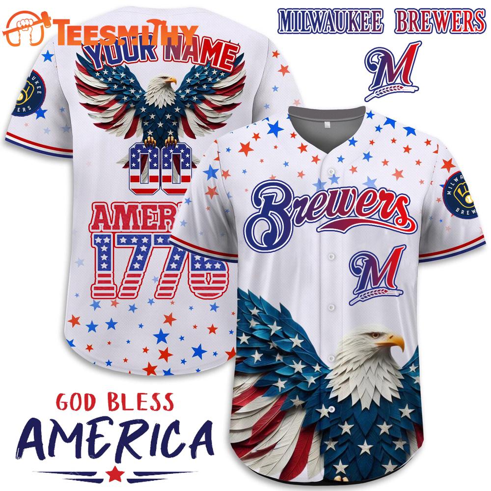 Special Edition Independence Day Celebration x Milwaukee Brewers Custom Baseball Jersey