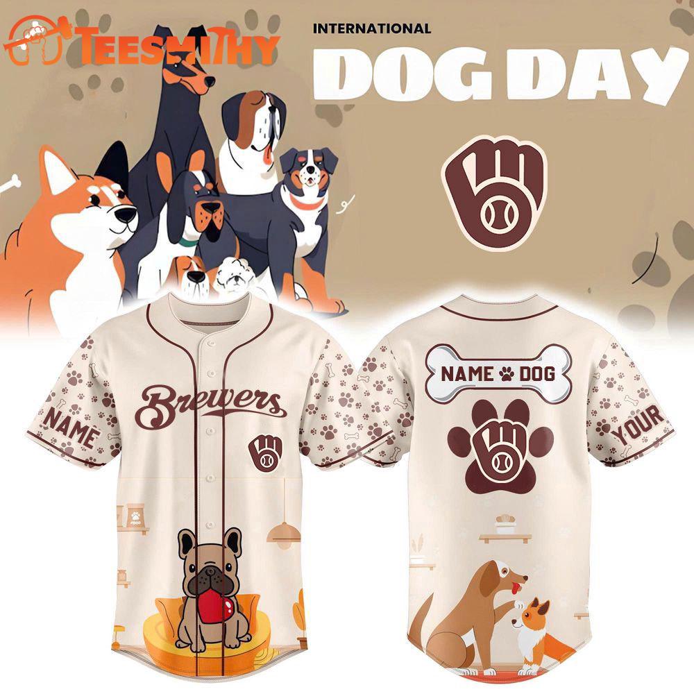 Special Edition INTERNATIONAL DOG DAY x Milwaukee Brewers Baseball Jersey