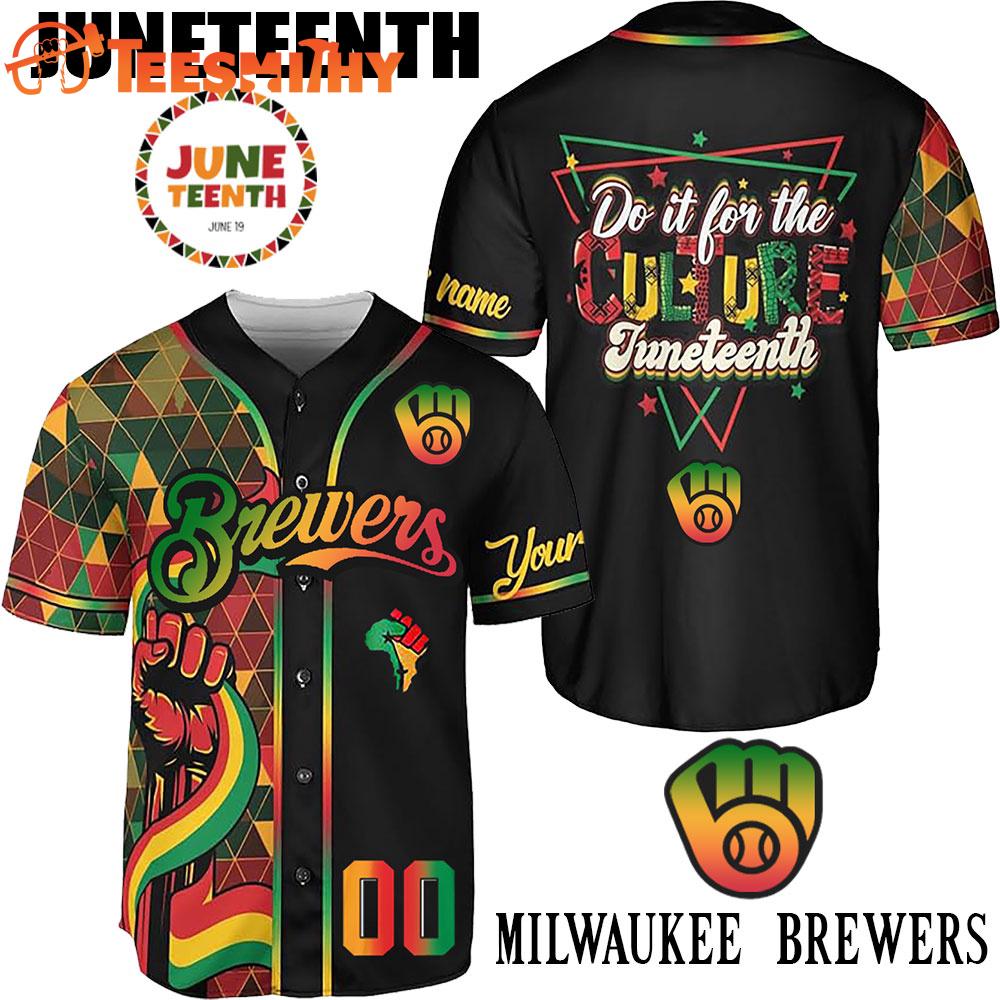 Special Edition Juneteenth Day x Milwaukee Brewers Custom Baseball Jersey