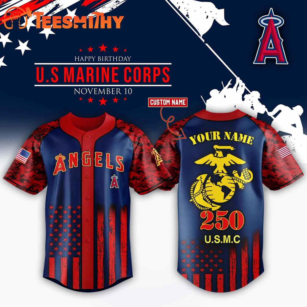 Special Edition Los Angeles Angels x U.S. Marine Corps 250th Birthday Custom Baseball Jersey