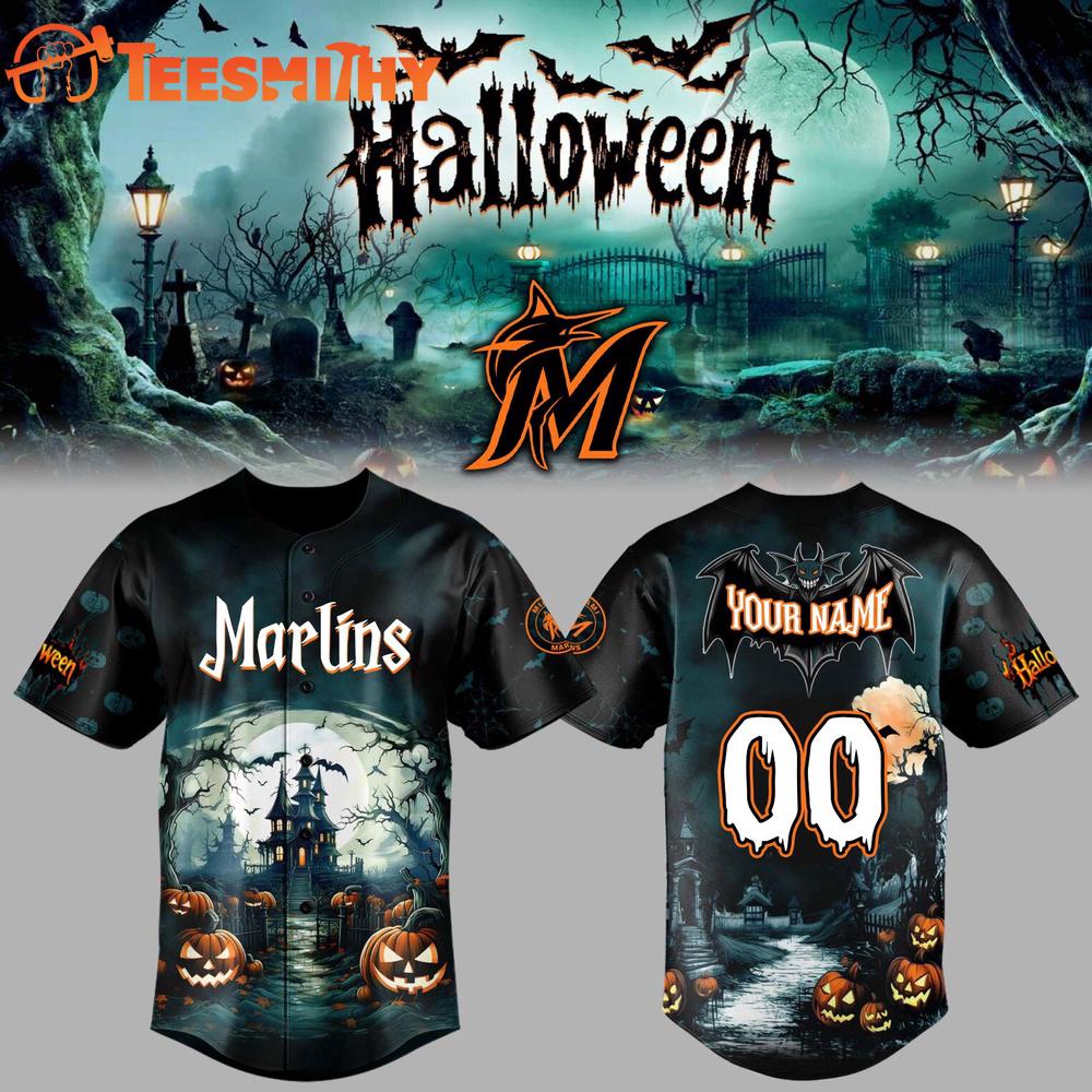 Special Edition Miami Marlins x Halloween Spooky Custom Baseball Jersey