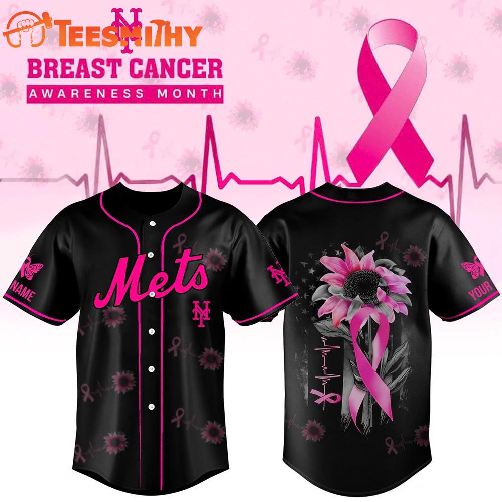 Special Edition New York Mets x breast cancer awareness month Custom Baseball Jersey