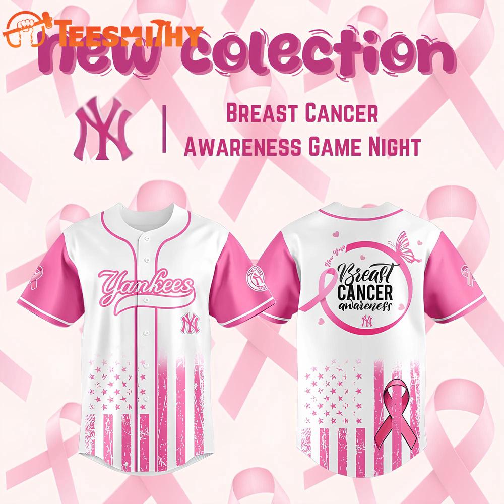 Special Edition New York Yankees x Breast Cancer Awareness Game Night Custom Baseball Jersey