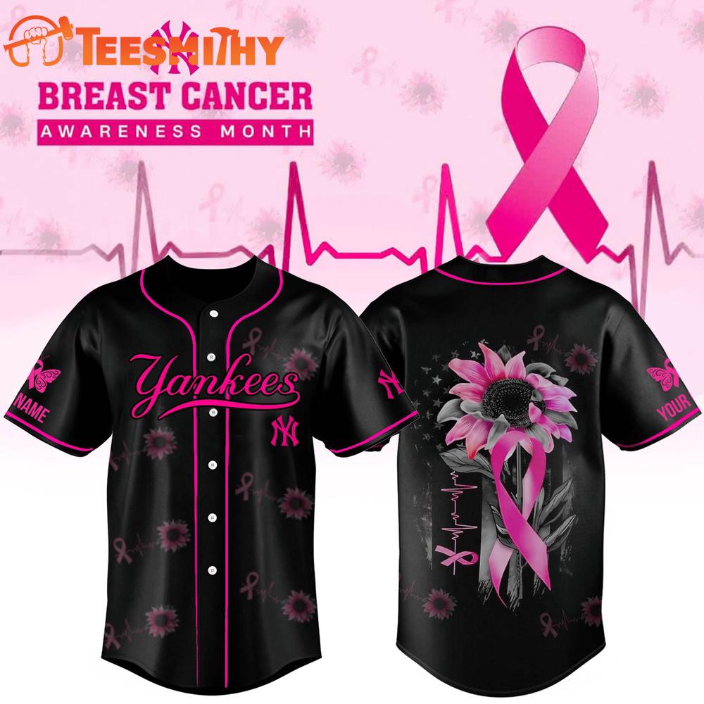 Special Edition New York Yankees x Breast Cancer Awareness Month Custom Baseball Jersey