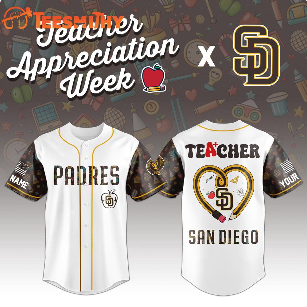 Special Edition San Diego Padres x Teacher Appreciation Custom Baseball Jersey