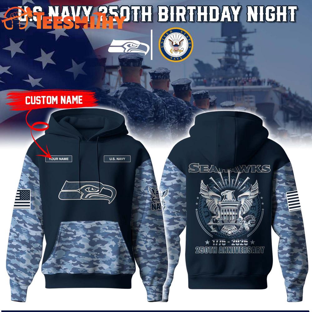 Special Edition Seattle Seahawks x U.S. Navy 250th Birthday Jersey Limited Edition Custom Hoodie Shirt