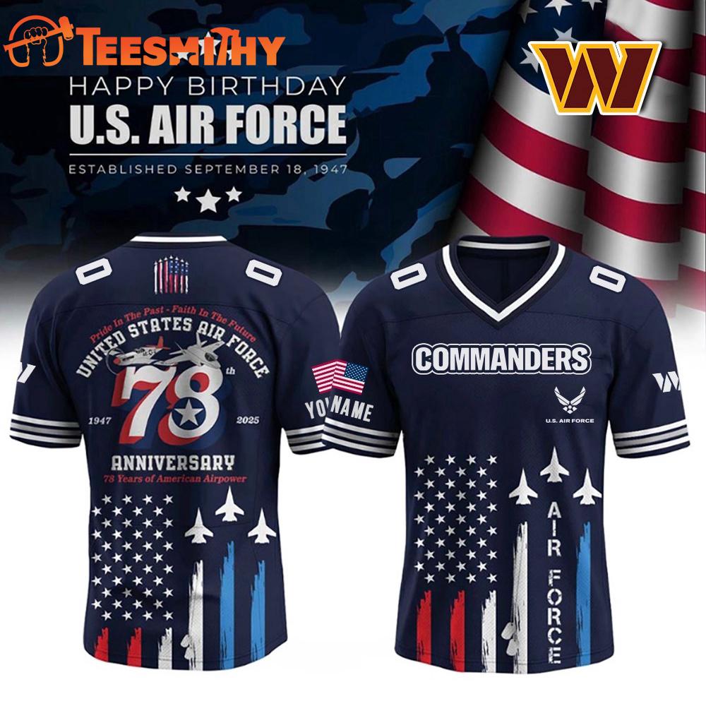 Special Edition Washington Commanders x U.S Air Force 78th Birthday Custom Football Jersey