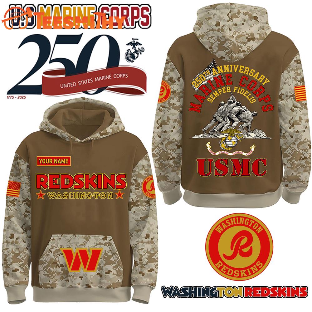 Special Edition Washington Redskins x U.S.M.C 250th Birthday Anniversary Custom Hoodie Shirt