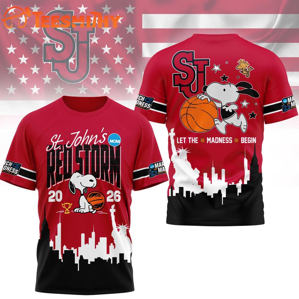 St. John's Red Storm 2026 NCAA March Madness x Snoopy New Design 3D Shirt