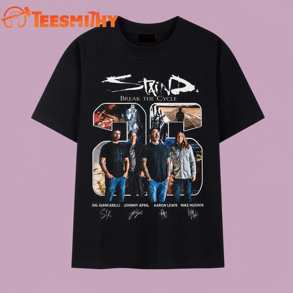Staind Break The Cycle Members Signatures Vintage Rock Band T Shirt