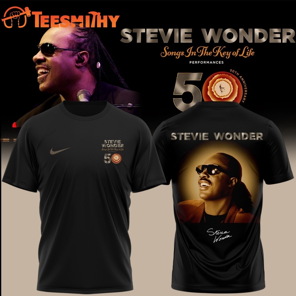 Stevie Wonder Songs in the Key of Life Performances 50th Anniversary Black T Shirt