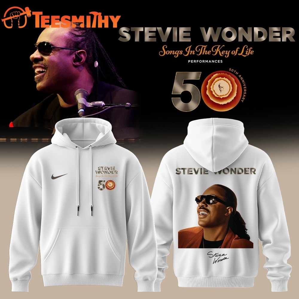 Stevie Wonder Songs in the Key of Life Performances 50th Anniversary Graphic White Hoodie