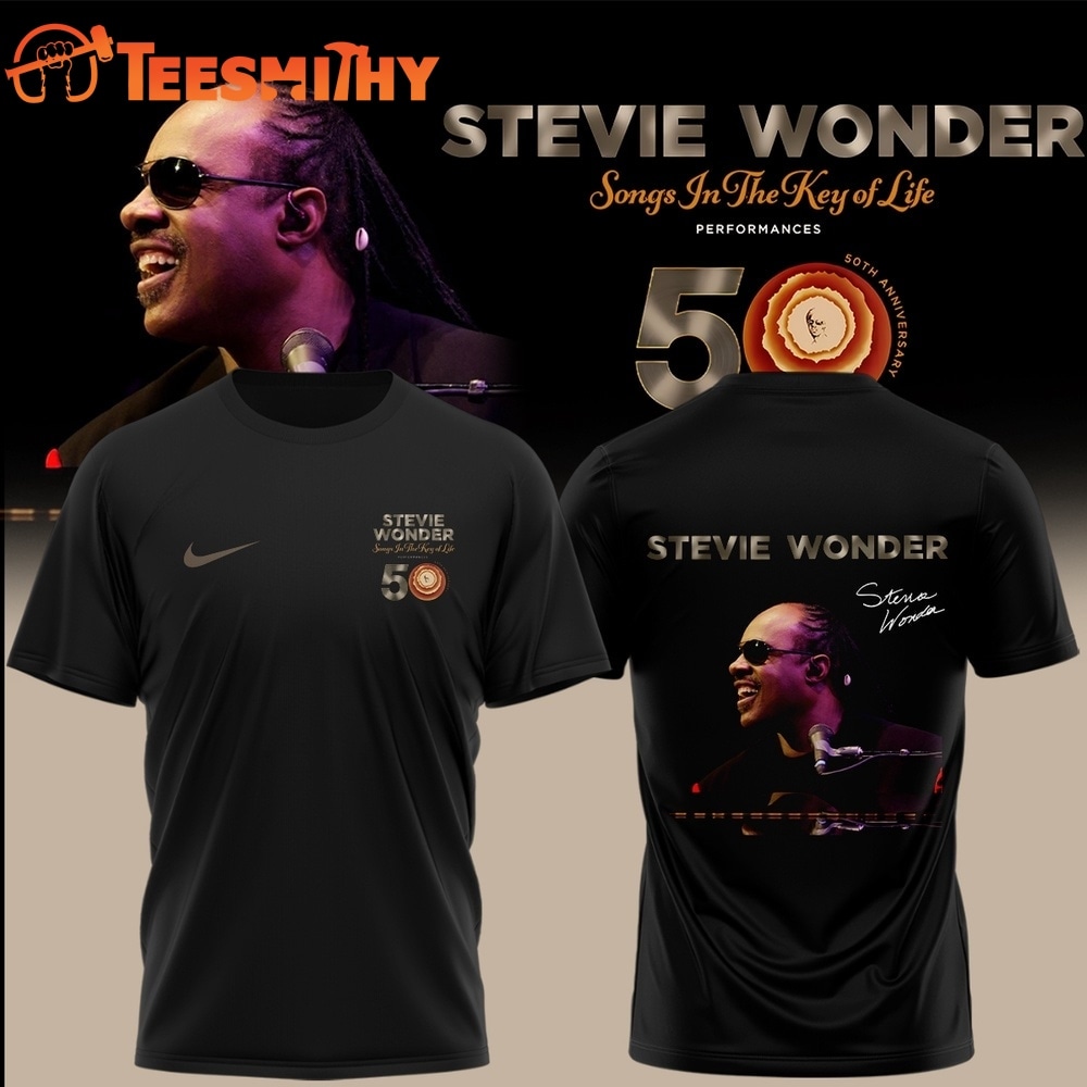 Stevie Wonder Songs in the Key of Life Performances 50th Anniversary Graphic White T Shirt